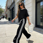 🌷🌷50%  OFF !! ⏰Women's Striped Top & Wide-Leg Pants Set