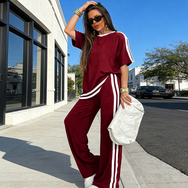 🌷🌷50%  OFF !! ⏰Women's Striped Top & Wide-Leg Pants Set