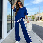 🌷🌷50%  OFF !! ⏰Women's Striped Top & Wide-Leg Pants Set